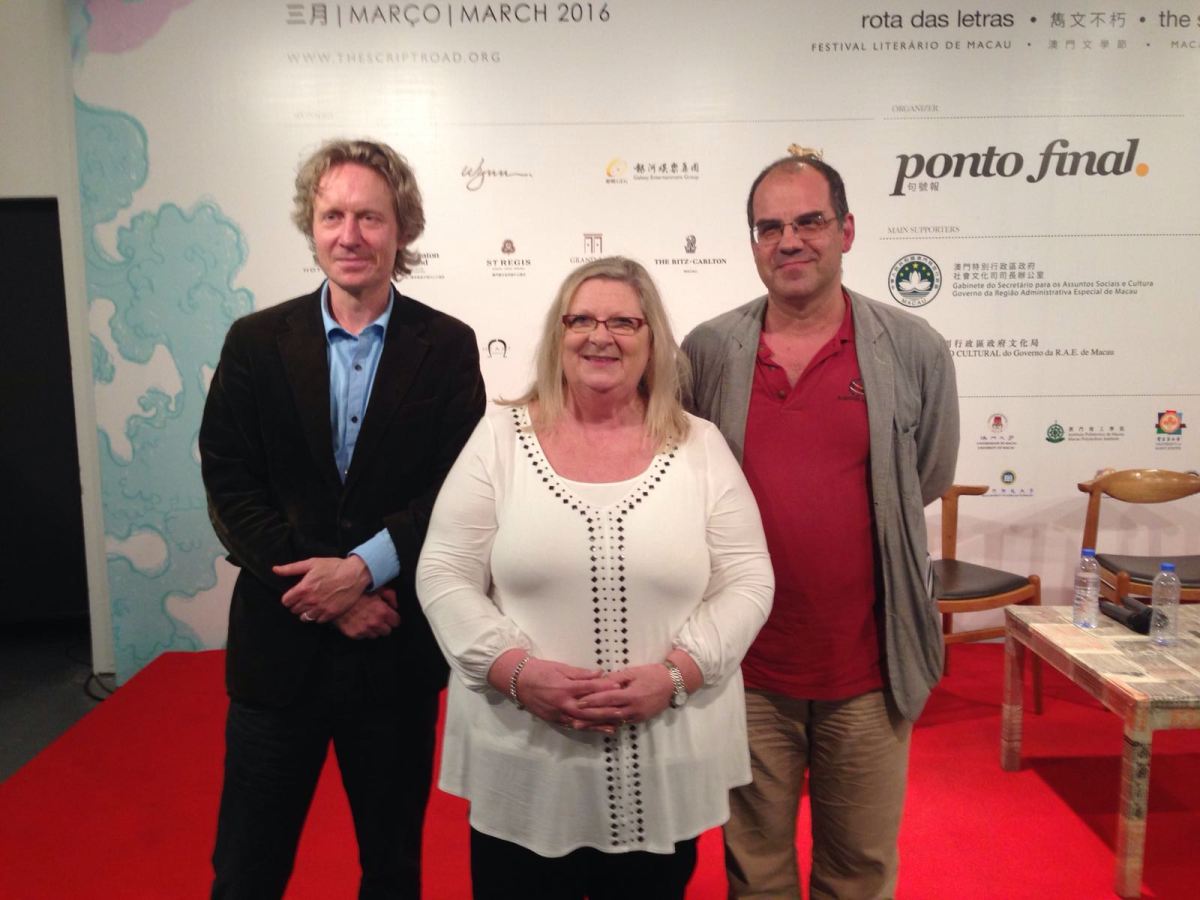 Marita with fellow writers Bengt Ohlsson and Rui Zink